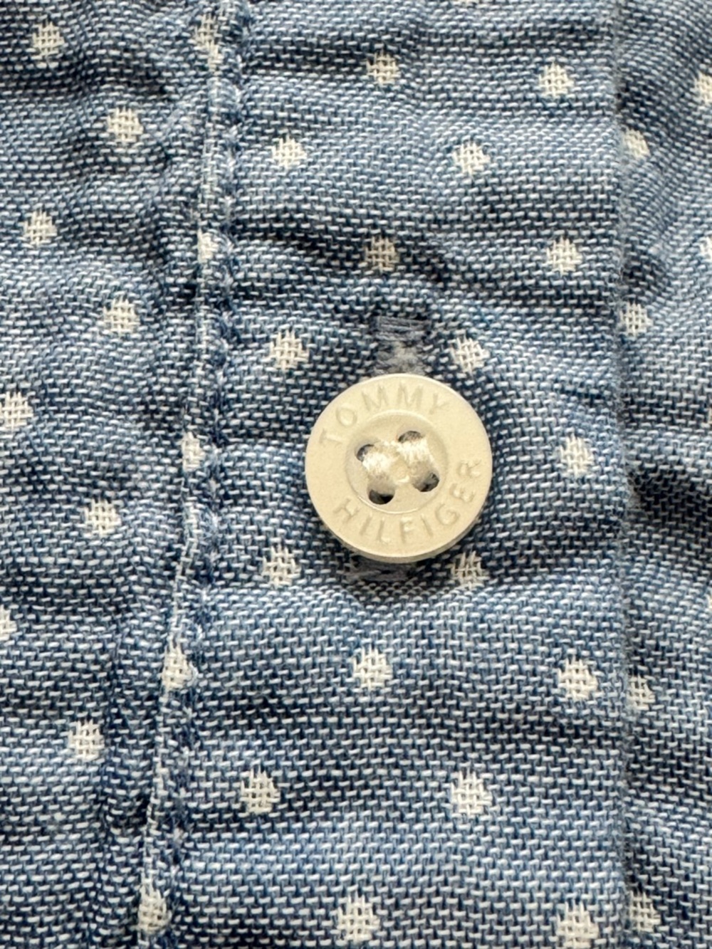 NWOT Tommy Hilfiger Blue Sleeveless Button-Front Polka Dot Shirt Dress Size 8 - Picture 14 of 16